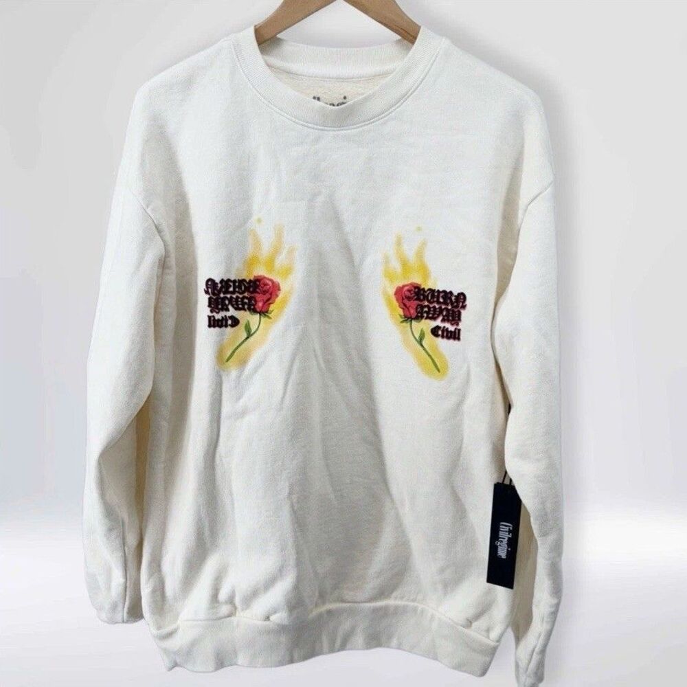 Civil Regime Sweatshirt Ivory Graphic Mens Size Medium Rebel Youth NWT